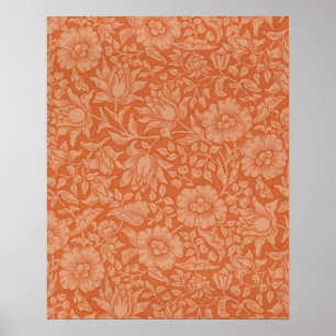Póster Padrão de Malva de William Morris: Floral Terracot
