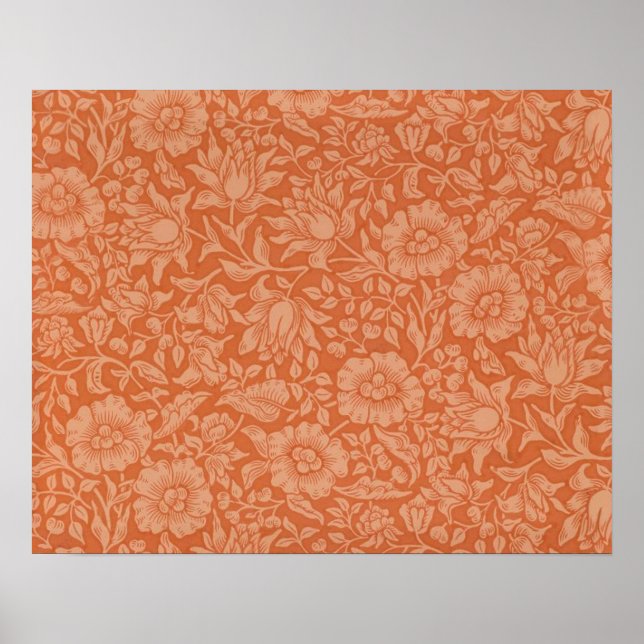 Poster Padrão de Malva de William Morris: Floral Terracot (Frente)