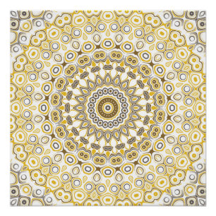 Póster Padrão de Mandala Amarelo do ouro
