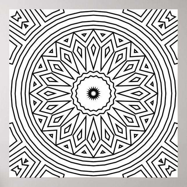 Poster Padrão de Mandala de Explosão de Diamante Radial p (Frente)