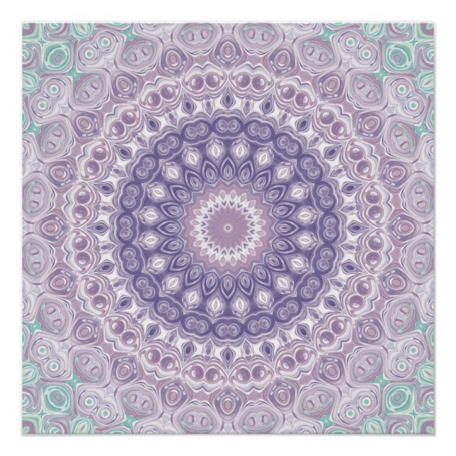 Póster Padrão de Mandala Lavanda e Lilás (Frente)