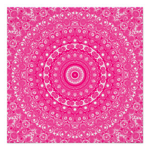 Póster Padrão de Mandala Rosa Vibrante