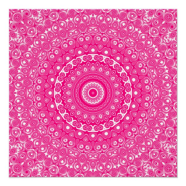 Póster Padrão de Mandala Rosa Vibrante (Frente)
