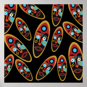Poster Padrão de máscara moderna abstrata