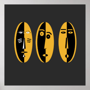 Poster padrão de máscaras modernas abstrato