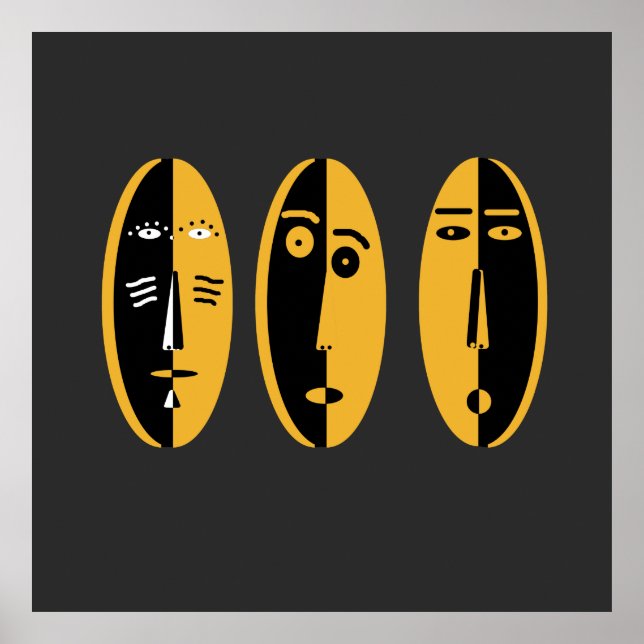 Poster padrão de máscaras modernas abstrato (Frente)