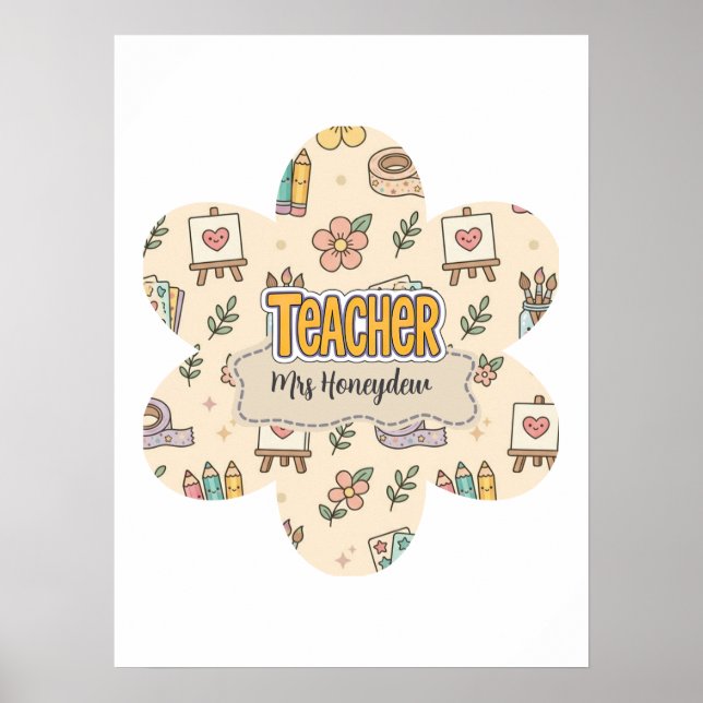 Poster Padrão de material escolar para professores de pas (Frente)