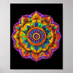 Poster Padrão de Meditação Mandala Arco-íris