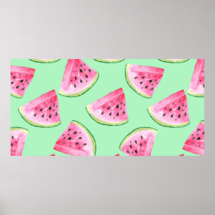 Poster Padrão de melancia sem costura no estilo Watercol