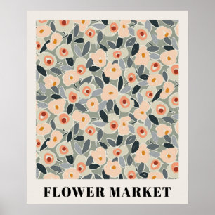 Poster Padrão de Mercado de Flores Florais Inky - Prado E