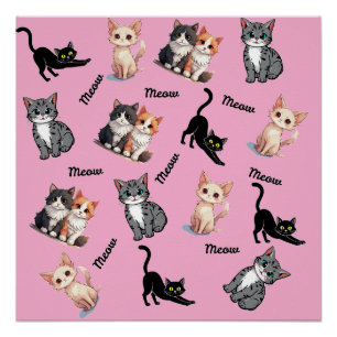 Póster Padrão de miado de gatos
