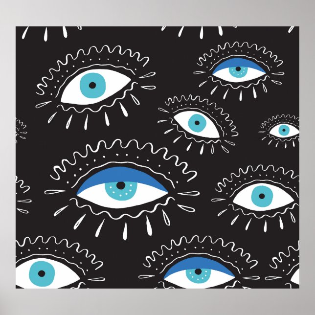 Poster Padrão de Moda de Penas Oculares Tribais (Frente)