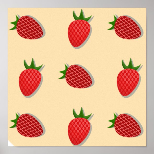 Poster Padrão de morango para boas vibrações no Verão de  (Frente)