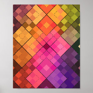 Poster Padrão de Mosaico do Diamante Vibrante