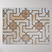 Padrão de Mosaico Geométrico Castanho e Creme