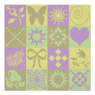 Póster Padrão de Motivo de Patchwork Pastel