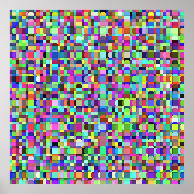 Poster Padrão de Multicores de Formas de abstrato Quadrad (Frente)