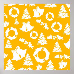 Poster Padrão de Natal Amarelo