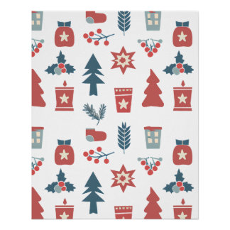Póster Padrão de Natal escandinavo simples