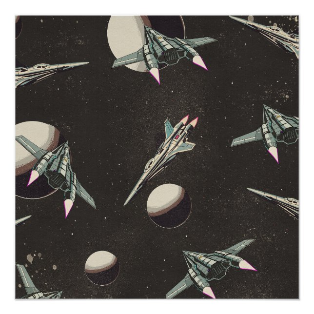 Póster padrão de nave espacial vintage (Frente)