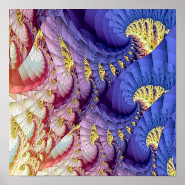 Poster Padrão de Ondas de abstrato (Frente)