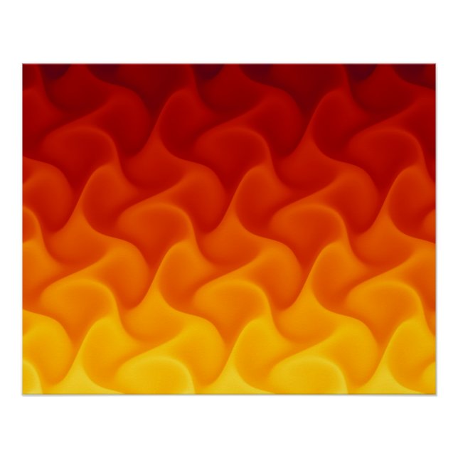 Póster Padrão de Ondas de Chama Abstratas Gradiente Laran (Frente)