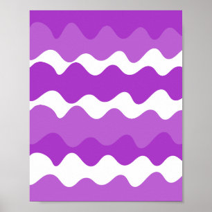 Poster Padrão de ondas horizontais púrpura e branca
