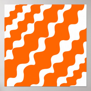 Poster Padrão de ondas laranja e branca