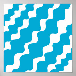 Poster Padrão de ondas ofuscantes brancas e azuis