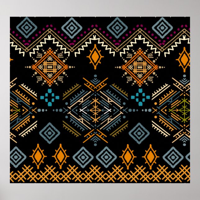 Poster Padrão De Ornamento De Boho Étnico Sem Olhos (Frente)