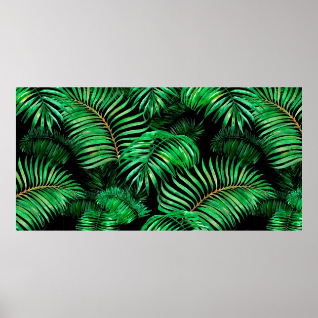 Poster Padrão de palmeiras verdes (Frente)