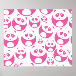 Poster Padrão de Panda Branca e Rosa Bebê Kawaii