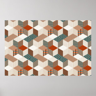 Poster Padrão de patchwork contínuo com estrelas. bac vin