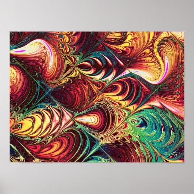 Poster Padrão de Peixe Fractal (Frente)