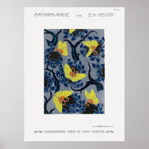 Poster Padrão de picada de borboleta no Art Nouveau
