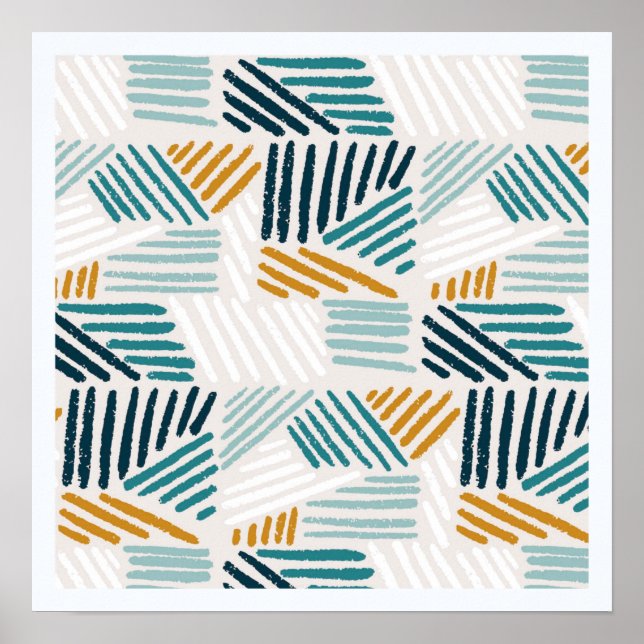Poster Padrão de Pincel Geométrico Abstrato Moderno (Frente)