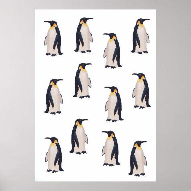 Poster Padrão de Pinguins Fofos (Frente)