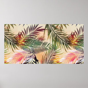Poster Padrão de plantas tropicais abstrato. Vintage