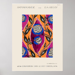 Poster Padrão de Pochoir Flor no Art Nouveau