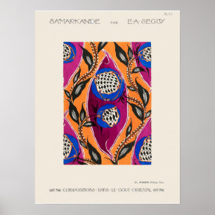 Poster Padrão de Pochoir Flor no Art Nouveau