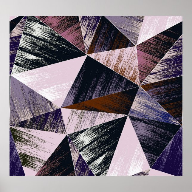 Poster Padrão de polígono abstrato, triângulos coloridos. (Frente)