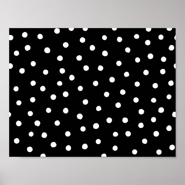Póster Padrão de Pontos de Confetti Preto e Branco (Frente)