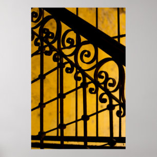 Póster Padrão de portão de ferro em amarelo, Cuba