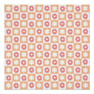 Póster Padrão de Quadro de Verificação de Flor Hippie