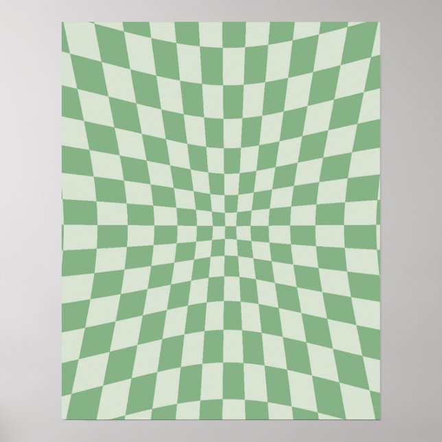 Poster Padrão de Quadro de Verificação Distorcido Verde (Frente)