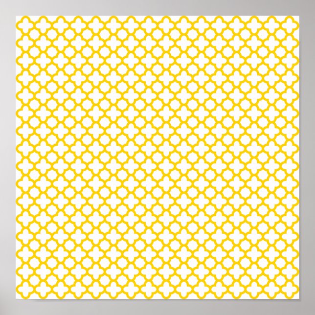 Póster Padrão de Quatrefoil Amarelo (Frente)
