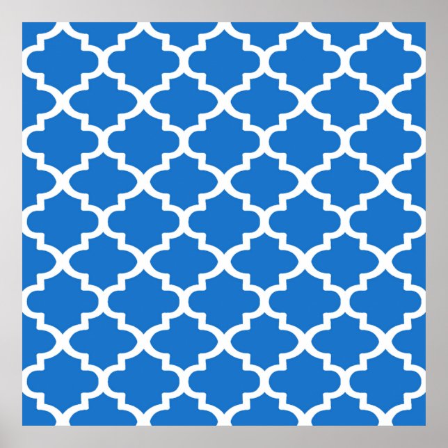 Poster Padrão De Quatrefoil Em Azul Clássico (Frente)