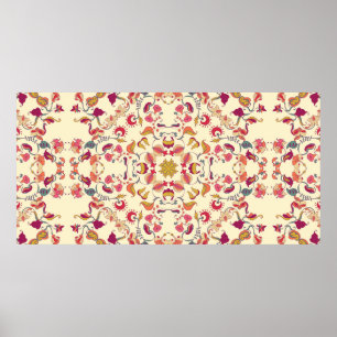 Poster Padrão de rendas ornamentais, círculo com mães