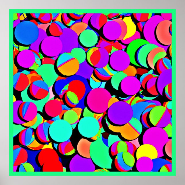 Poster Padrão de Revival Retroativo Colorido Vibrante (Frente)