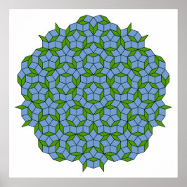 Poster Padrão de Rhombus Penrose Verde e Azul